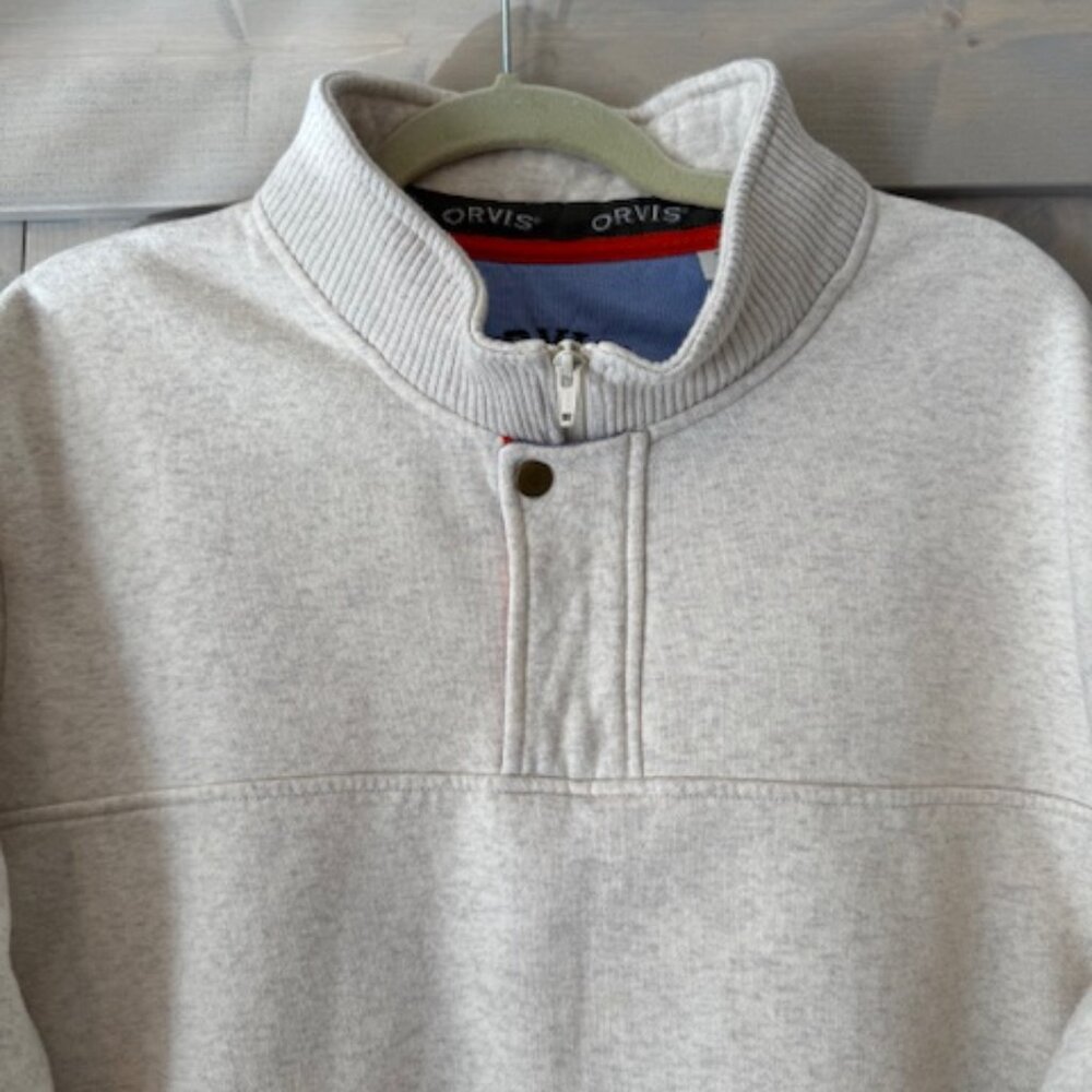 Orvis Mens Cream Color Quarter Zip Pullover EUC XL - Picture 4 of 8